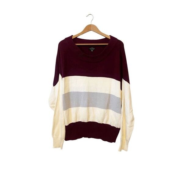 Lucky Brand Color Block Crewneck Pullover Knit Sweater Women’s XXL - Picture 1 of 4